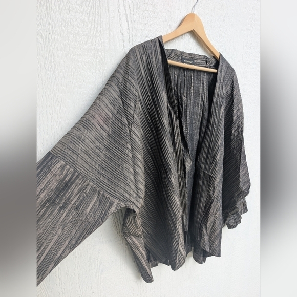 Vintage Eskandar Neiman Marcus Silk Blend Crinkle Cropped Duster Size 0 - Picture 5 of 13